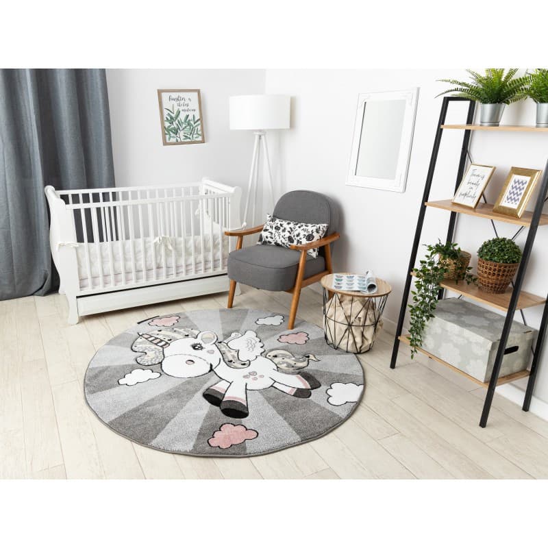 Dětský kusový koberec Petit Unicorn grey kruh 2