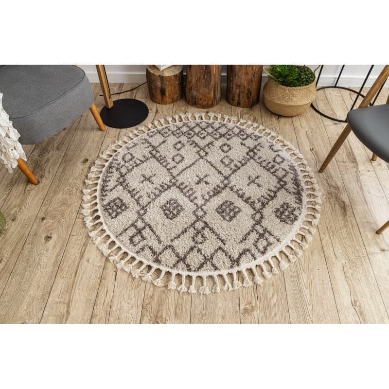 Kusový koberec Berber Tanger B5940 cream and brown kruh 2