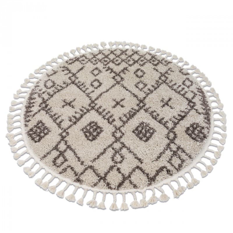 Kusový koberec Berber Tanger B5940 cream and brown kruh 3