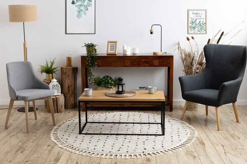 Kusový koberec Berber Syla B752 dots cream kruh 2