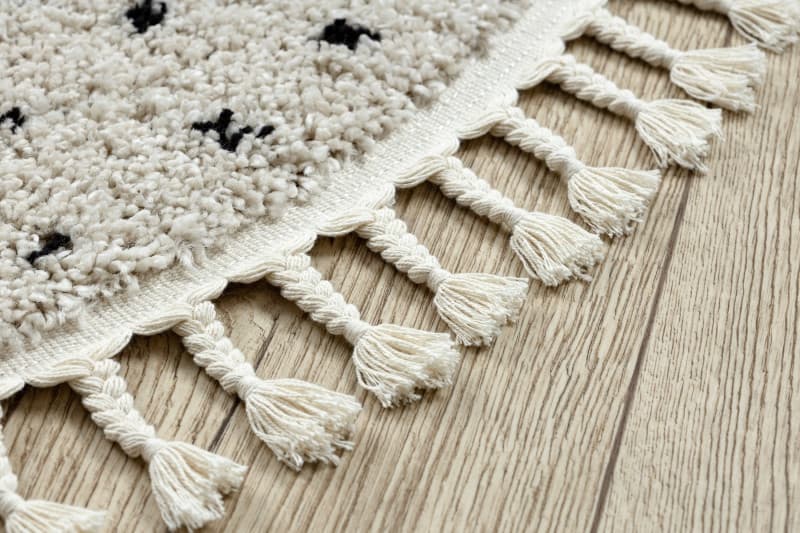 Kusový koberec Berber Syla B752 dots cream kruh 10