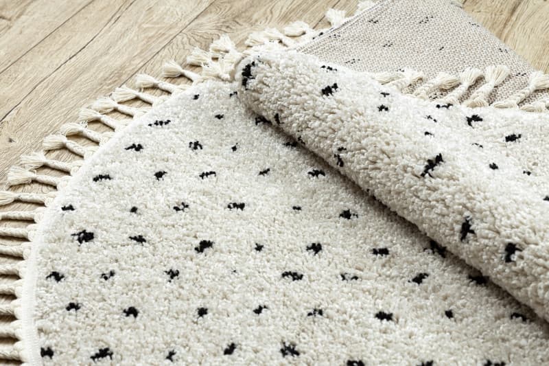 Kusový koberec Berber Syla B752 dots cream kruh 9