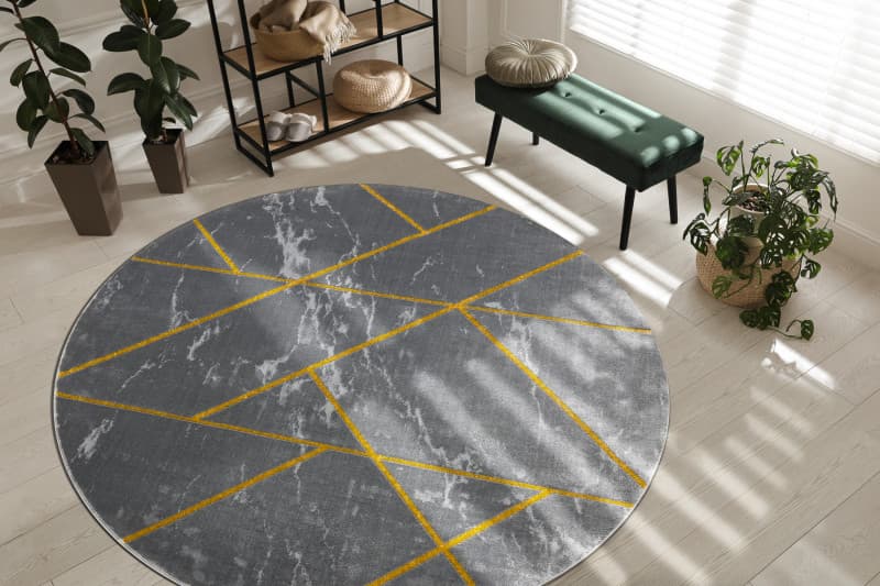 Kusový koberec Emerald geometric 1012 grey and gold kruh 2
