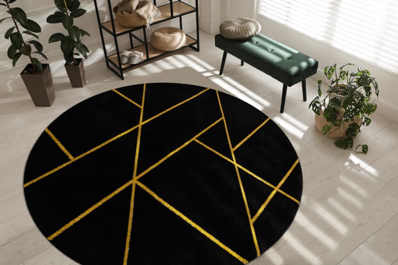Kusový koberec Emerald geometric 1012 black and gold kruh 2
