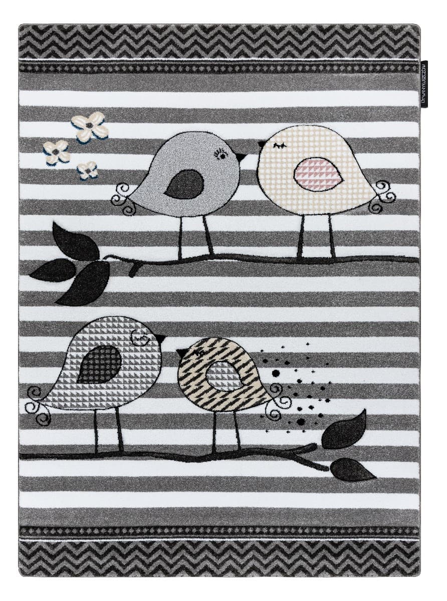 Dětský kusový koberec Petit C549 Birds grey