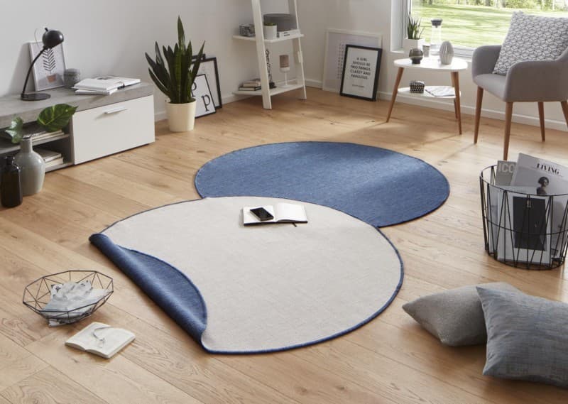 Kusový koberec Twin-Wendeteppiche 103100 blue cream kruh – na ven i na doma 2