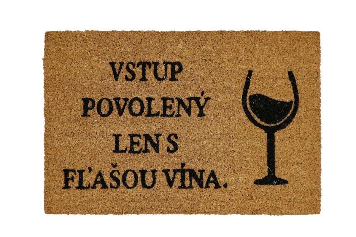Rohožka Kokos Len s fľašou vína - na ven i na doma