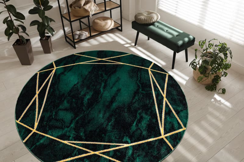 Poškozený Kusový koberec Emerald 1022 green and gold kruh 4