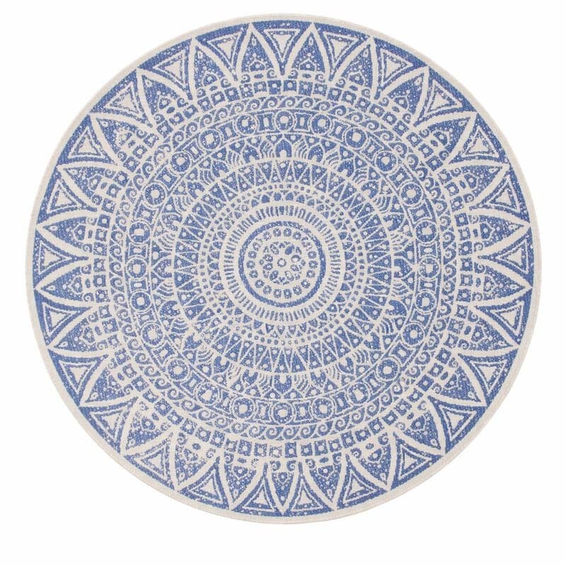 Kusový koberec Mujkoberec Original Nora 104162 Blue Creme kruh – na ven i na doma