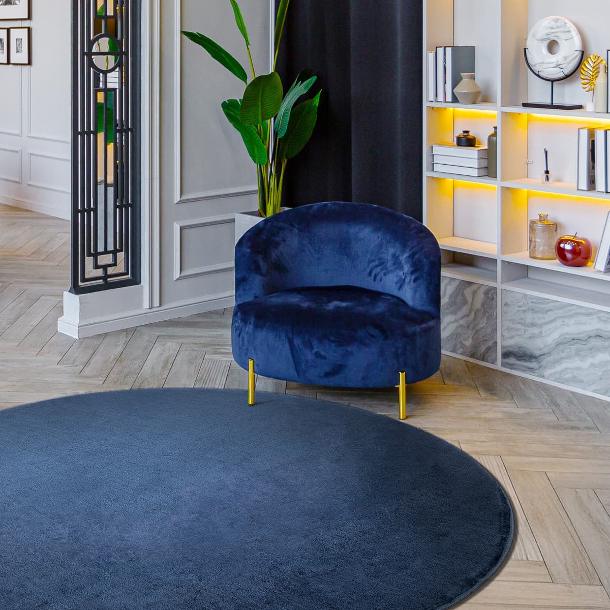 Kusový koberec Visco Rabbit Dark blue 10 kruh 2