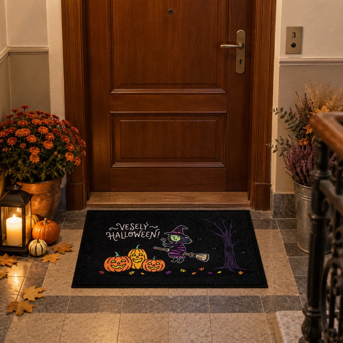 Rohožka Veselý Halloween s čarodějkou 2