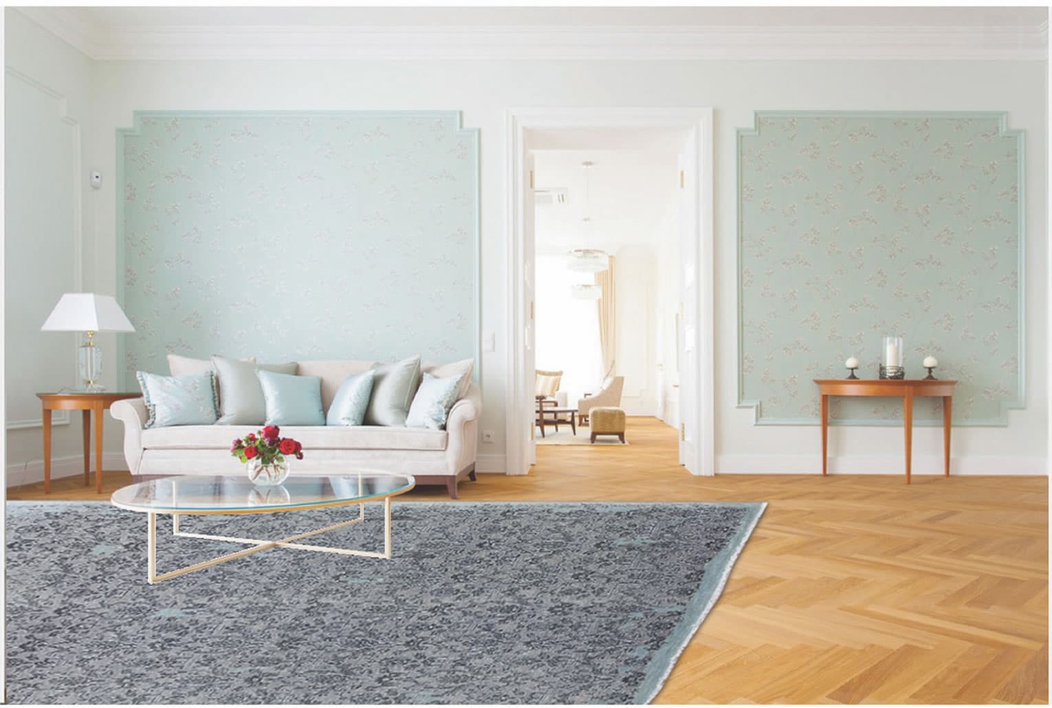 Ručně vázaný kusový koberec Diamond DC-M 5 Light grey/aqua 2