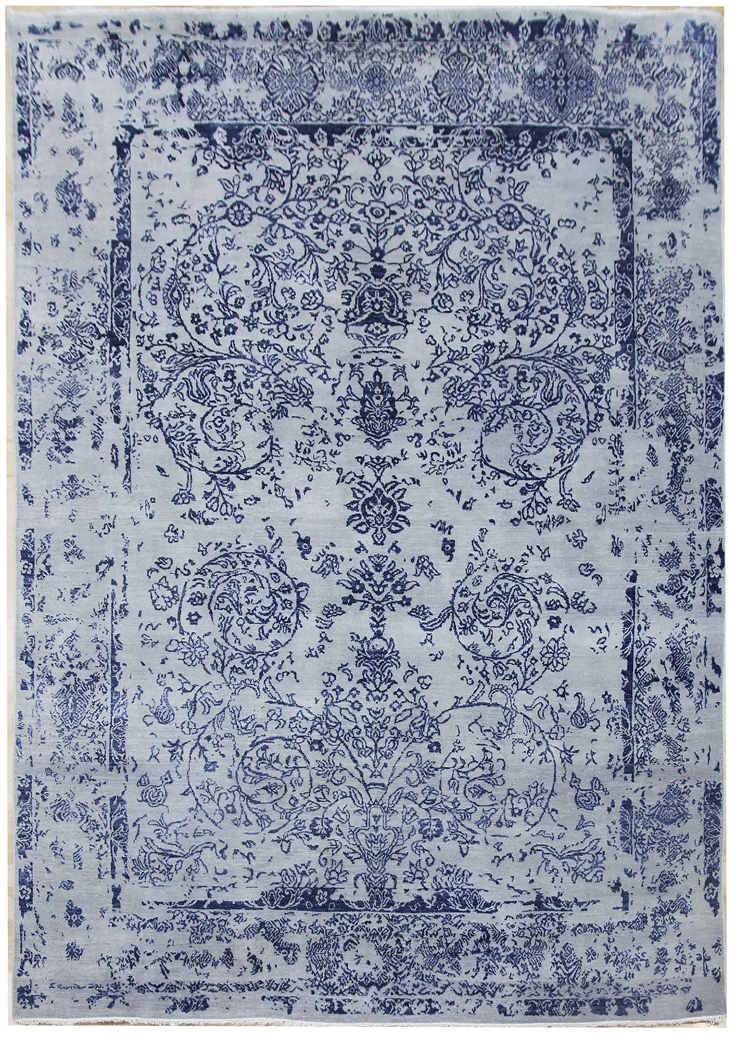 Ručně vázaný kusový koberec Diamond DC-JK Round Silver/peacock blue