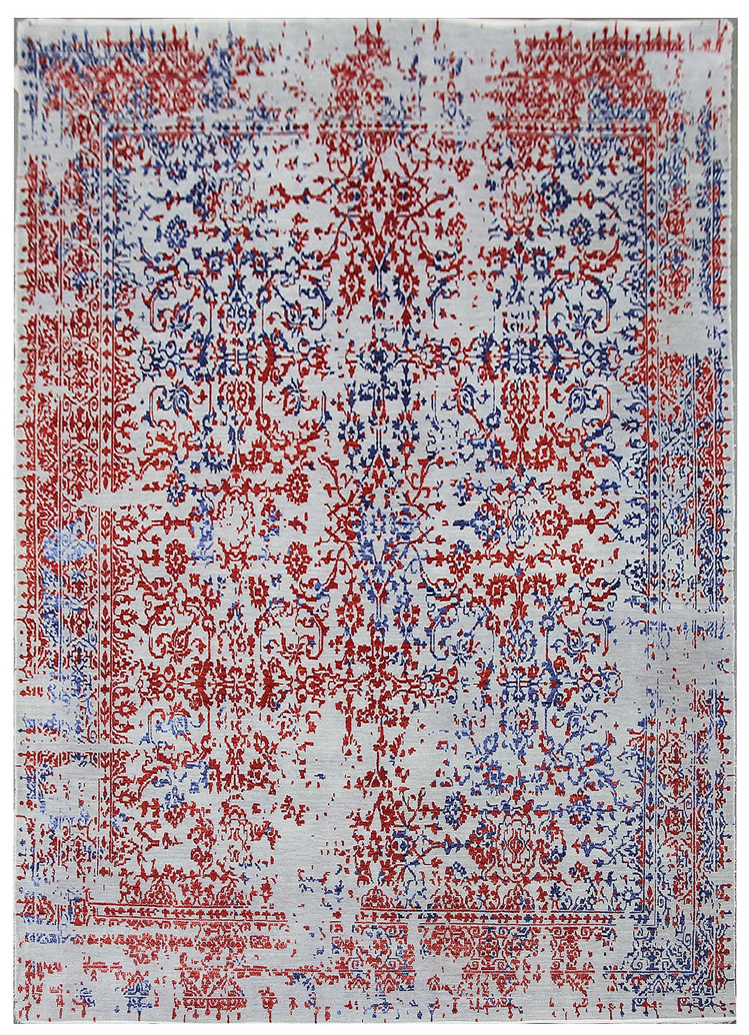 Ručně vázaný kusový koberec Diamond DC-JKM Silver/blue-red