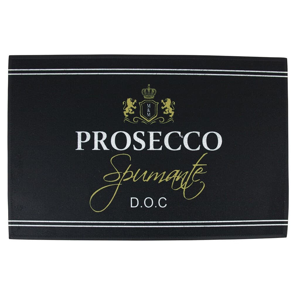 Černá podlahová rohožka Prosecco wine