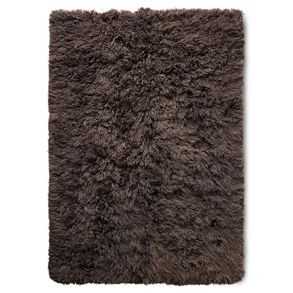 Hnědý nadýchaný vlněný koberec Fluffy rug espresso
