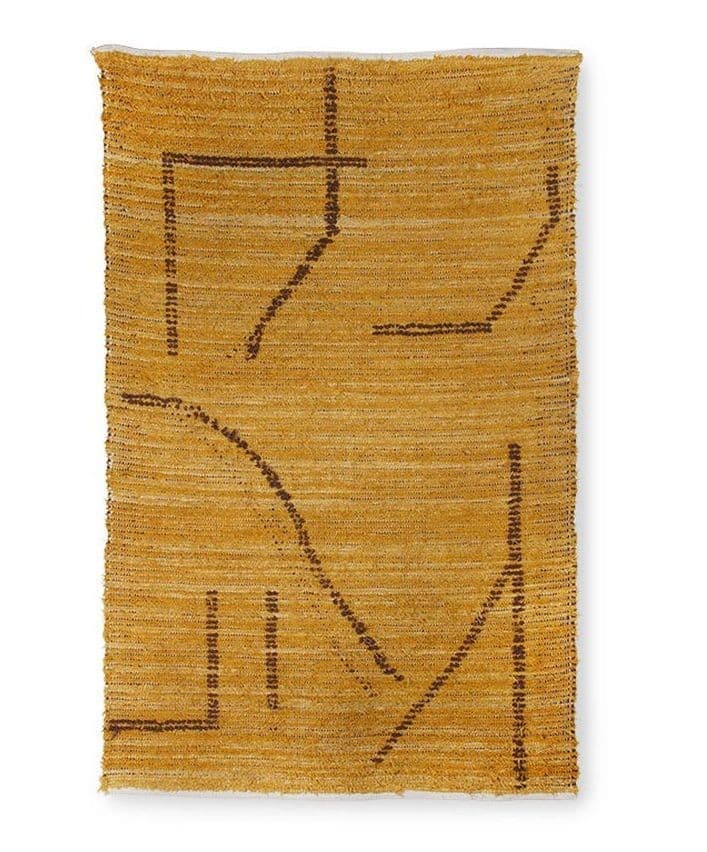 Okrový ručně tkaný bavlněný koberec se vzorem Woven
