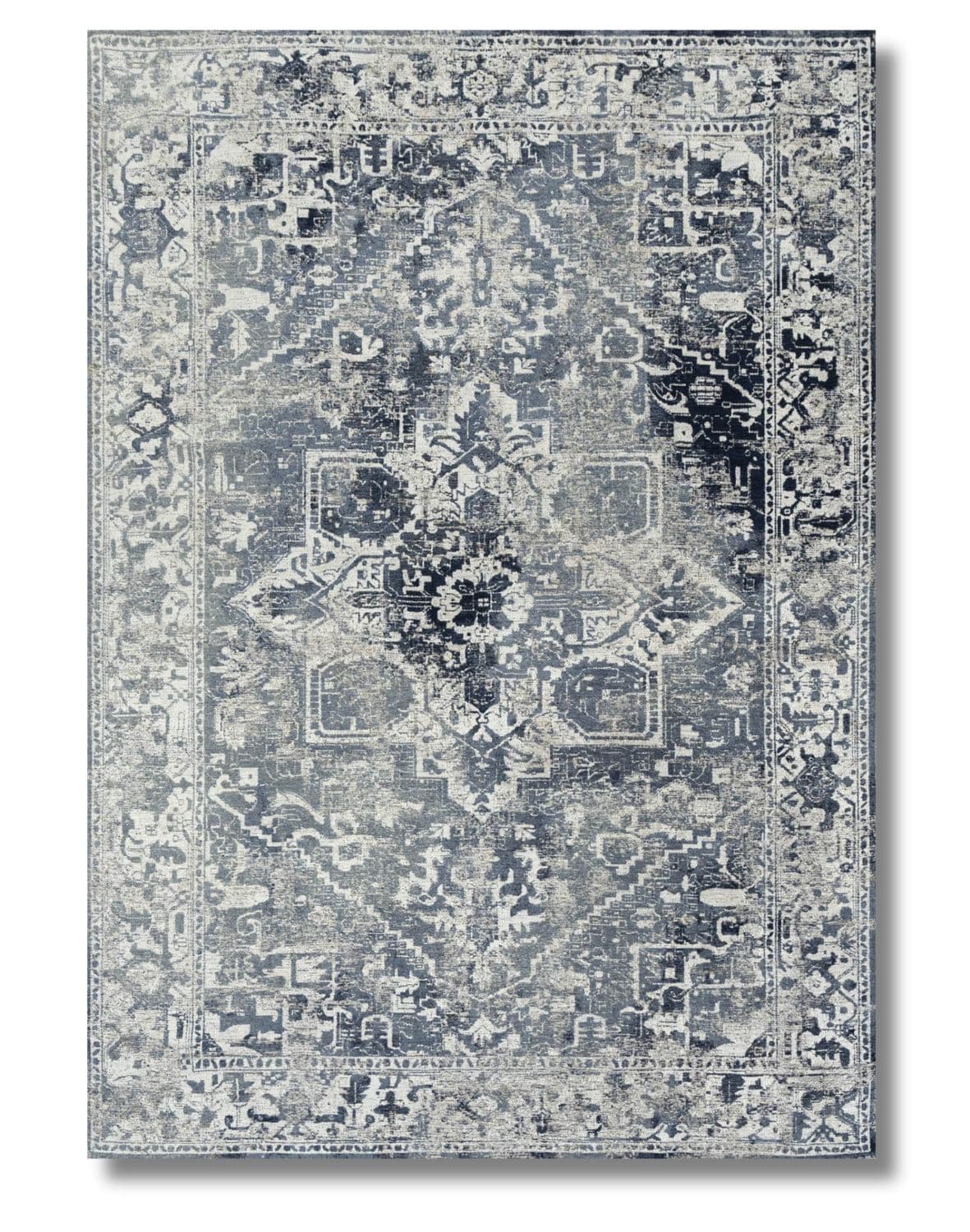 Modrý vintage perský koberec Tabriz Atlantide 9646