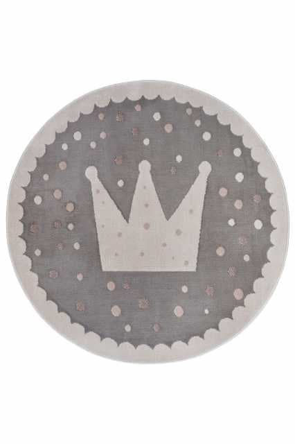 Dětský kusový koberec Hanse Home Adventures 105969 Crown Grey Ø 100 cm