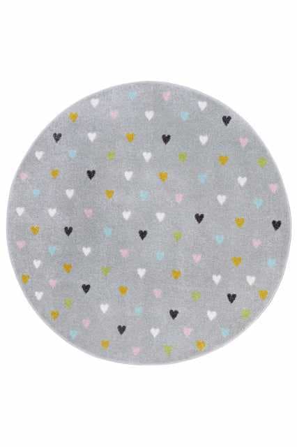 Dětský kusový koberec Hanse Home Adventures 105952 Little Hearts Grey Ø 100 cm