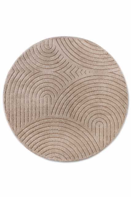 Kruhový kusový koberec Elle Decoration New York 106204 Taupe Ø 160 cm
