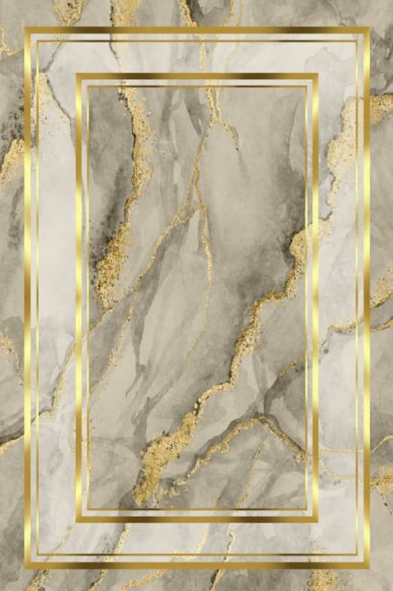 Koberec Marble Frame béžový/zlatý