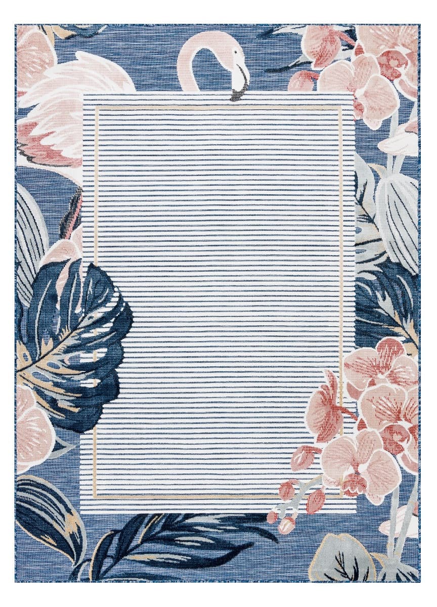 Kusový koberec Botanic 65240 Flamingo navy – na ven i na doma