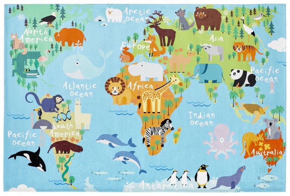 Dětský kusový koberec Torino kids 233 WORLD MAP