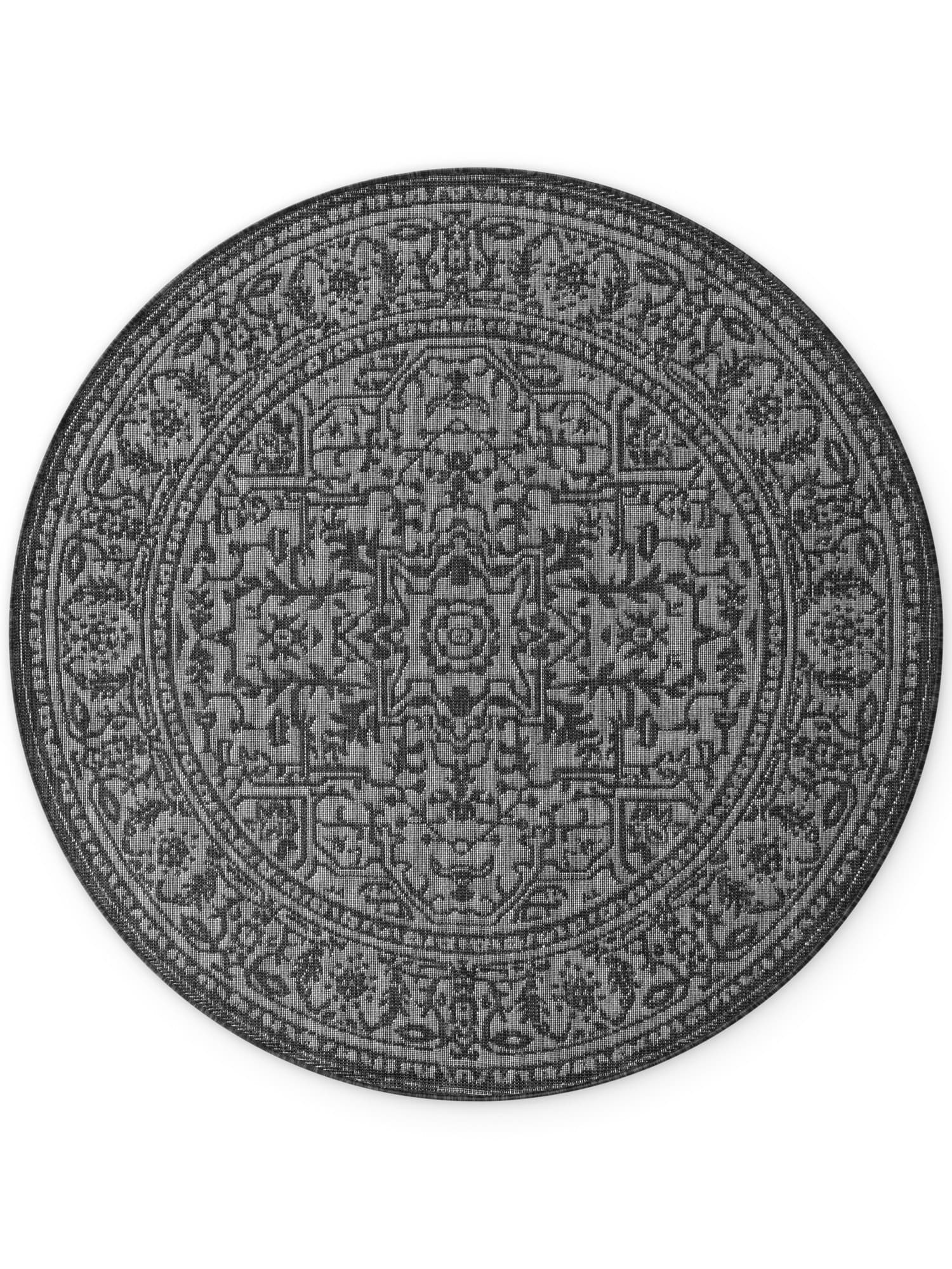 Kusový koberec Duet Kona Black/White kruh - na ven i na doma